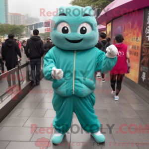 Teal Dim Sum mascot costume...
