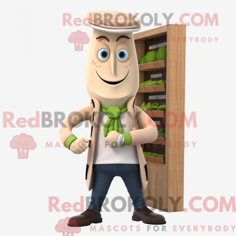 Fantasia de mascote de aspargo bege com blazer e cintos - Mascotes de espargos - REBROKO_278113 - RedBrokoly.com