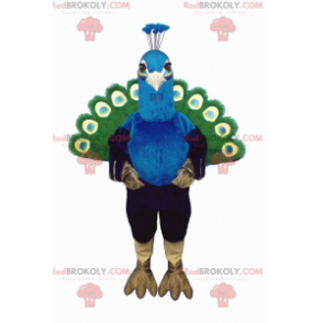 Groene en blauwe pauw mascotte - Redbrokoly.com