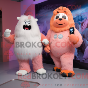 Peach Yeti maskotdraktfigur...