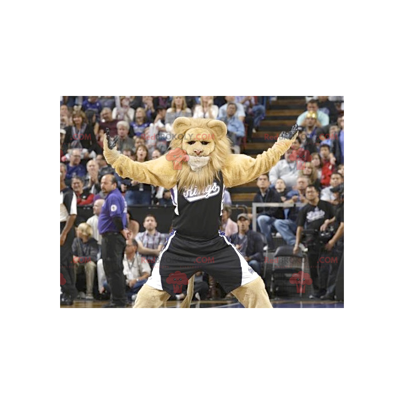 Mascota de león en ropa deportiva - Redbrokoly.com