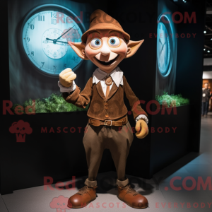 Brun Elf maskot kostume...