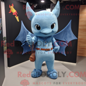 Sky Blue Bat maskot kostume...