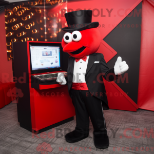 Red Computer mascot costume...