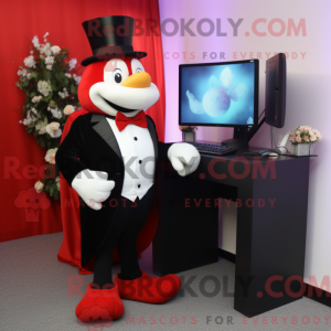 Rød computer maskot kostume...