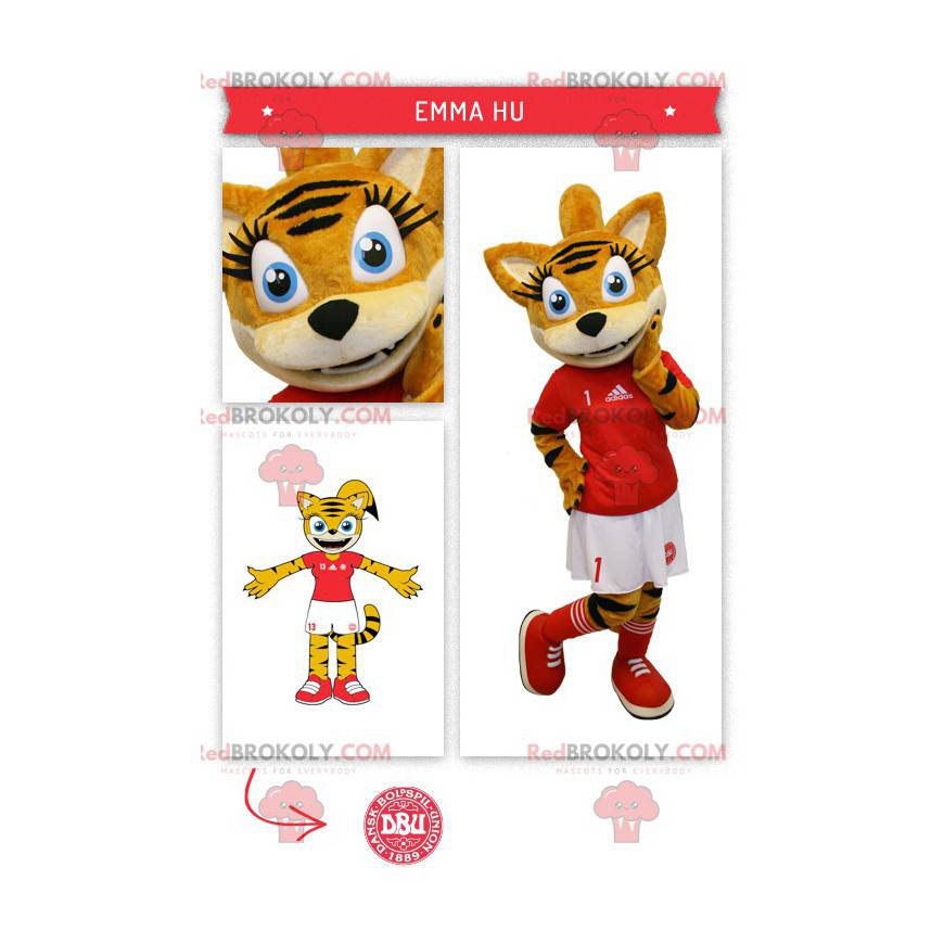 Mascotte gatto soriano arancione in abito da cheerleader - Mascotte gatto soriano arancione in abito da cheerleader -