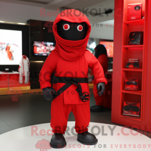 Rød Ninja maskot kostume...