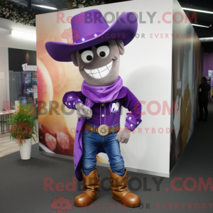Lilla Cowboy maskot kostume...