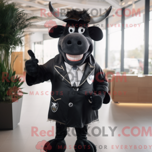 Zwarte koe mascottekostuum...