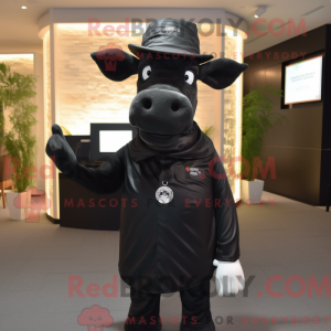 Zwarte koe mascottekostuum...