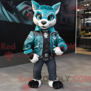 Teal Lynx mascottekostuum...
