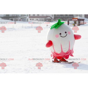 Mascot grote witte, groene en roze radijs - Redbrokoly.com