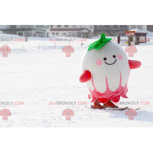 Mascote grande branco verde e rabanete rosa - Redbrokoly.com