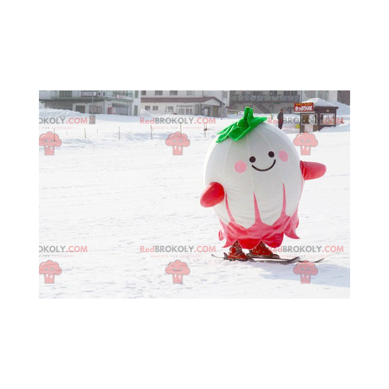 Mascot grote witte, groene en roze radijs - Redbrokoly.com