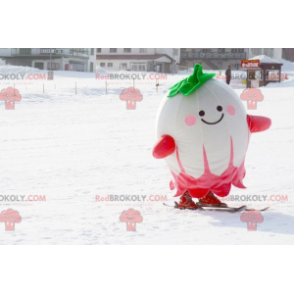 Mascot grote witte, groene en roze radijs - Redbrokoly.com