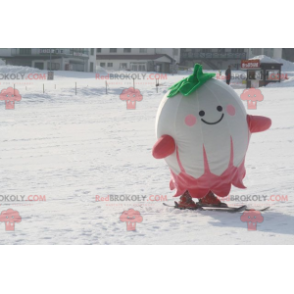 Mascot grote witte, groene en roze radijs - Redbrokoly.com
