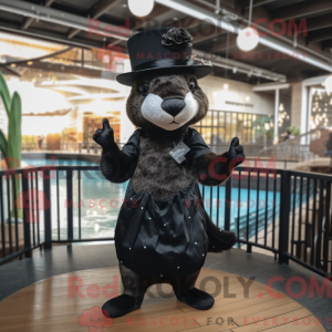 Black Otter mascottekostuum...