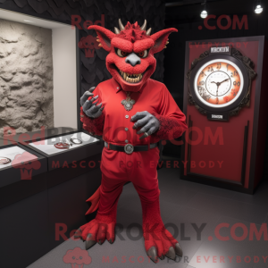 Rød Gargoyle maskot kostume...