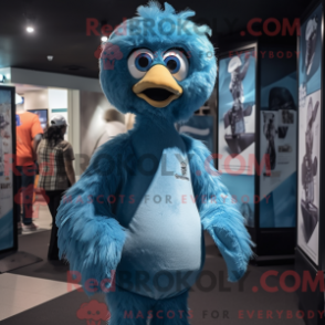 Fantasia de mascote de ema azul-céu com macacão e relógios - Mascotes emu - REBROKO_278359 - RedBrokoly.com