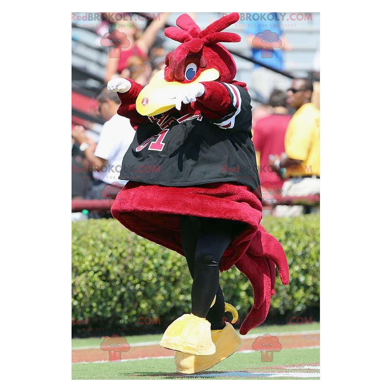 Mascot big red black and yellow bird - Redbrokoly.com