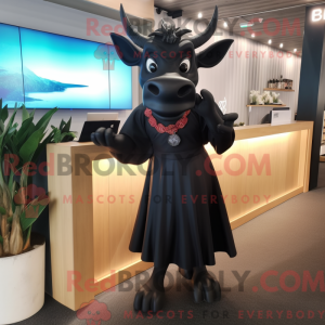Sort Zebu maskot kostume...