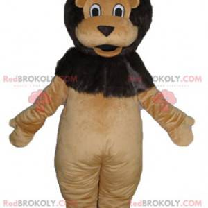 Blød og sød kæmpe brun og sort løve maskot - Redbrokoly.com