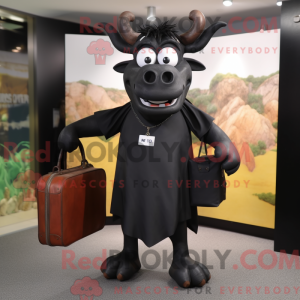 Svart Zebu-maskotdraktfigur...