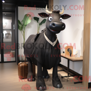 Black Zebu mascot costume...