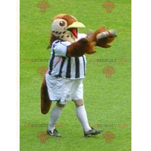 Brown and beige bird mascot in sportswear - Redbrokoly.com