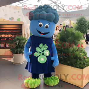 Blå Broccoli maskot kostume...