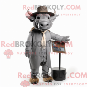 Grå Buffalo maskot kostume...
