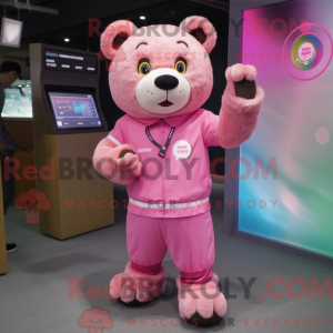 Rosa bjørn maskot kostyme...