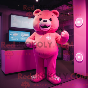 Pink Bear maskot kostume...