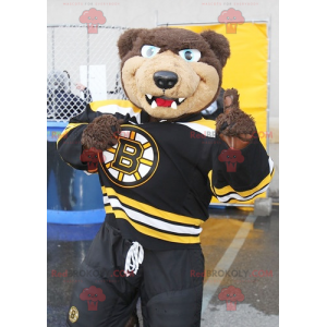 Brown bear mascot looking fierce in sportswear - Redbrokoly.com