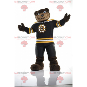 Brown bear mascot looking fierce in sportswear - Redbrokoly.com