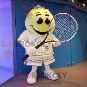 Cream Tennis Racket mascot...