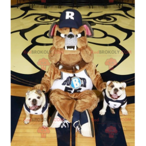 Meget realistisk brun grå og sort bulldog maskot -