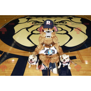 Mascotte de bulldog marron gris et noir très réaliste -