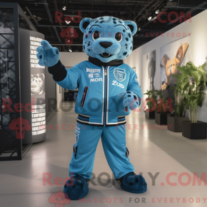 Blå Jaguar maskot kostume...
