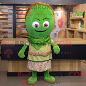 Grøn Falafel maskot kostume...
