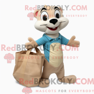 Beige Wezel mascottekostuum...