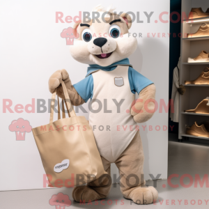 Mascotte de belette beige...