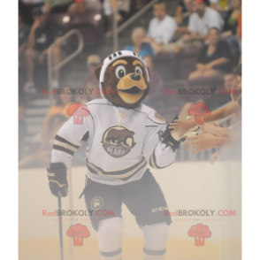 Brown bear mascot in hockey gear - Redbrokoly.com