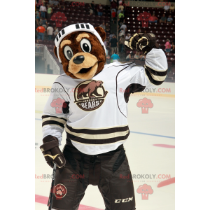 Maskot medvěd hnědý v hokejové výstroji - Redbrokoly.com