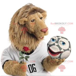 Mascote leão com uma grande juba peluda - Redbrokoly.com