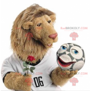 Mascote leão com uma grande juba peluda - Redbrokoly.com