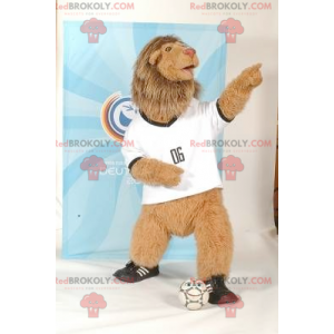 Mascotte leone con una grande criniera pelosa - Redbrokoly.com
