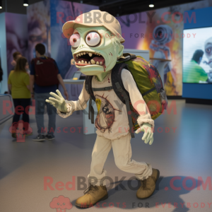 Beige Zombie mascot costume...