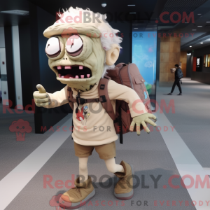 Beige Zombie mascot costume...