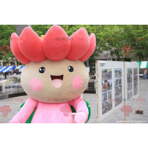 Mascot pretty pink and green lotus flower - Redbrokoly.com